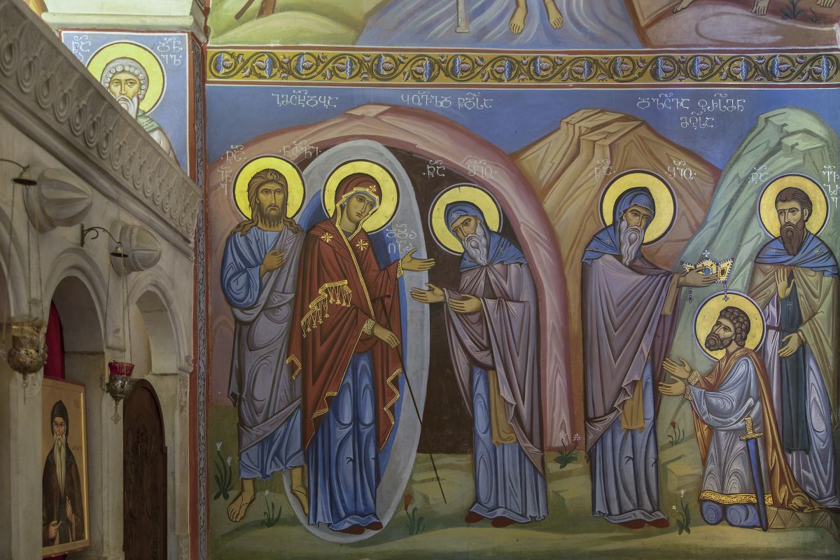 Монастырь Саркинети. Церковь Шио Мгвимского, Эльбакиани (Шида-Картли, Грузия). интерьер и убранство, Явленик Пресвятой Богородицы и Иоанна Крестителя святому Шио