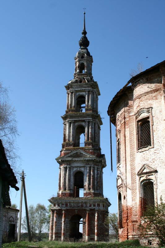 Колокольня храмового комплекса, Курба (Ярославский район, Ярославская область). фасады