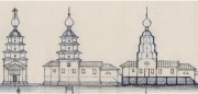 Николаевский Моденский монастырь. Церковь Богоявления Господня, Церковь Богоявления. Обмерный чертёж Виноградова А. Н. Табл. XVIII. 1887 г. из фондов Музея при Российской академии художеств. (Музейный № НИМ РАХ КП-610/123-/16. А-5276)<br>, Модно, Устюженский район, Вологодская область