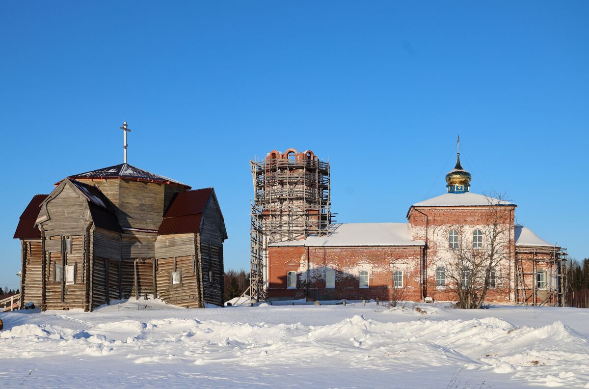 Храмовый комплекс. Церкви Николая Чудотворца и Успения Пресвятой Богородицы, Верховье (Приморский район, Архангельская область). фасады