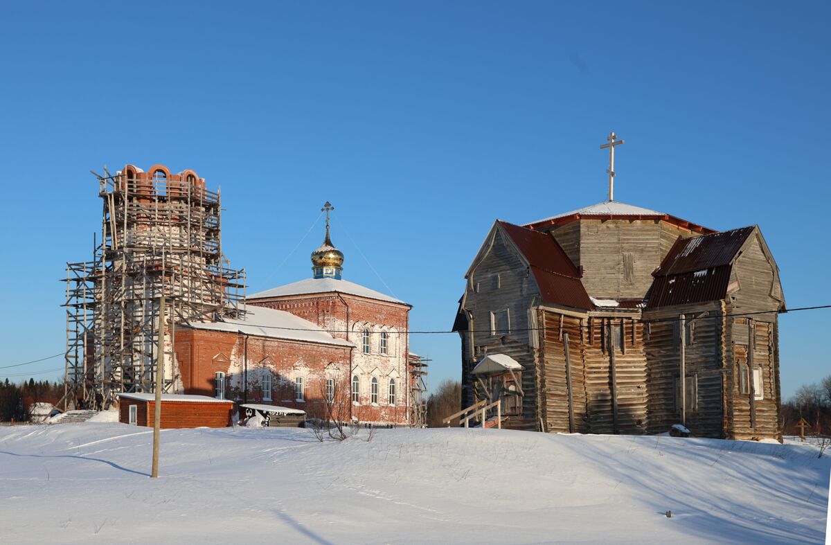 Храмовый комплекс. Церкви Николая Чудотворца и Успения Пресвятой Богородицы, Верховье (Приморский район, Архангельская область). фасады