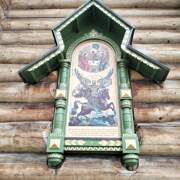Церковь Николая Чудотворца, Икона Архистратига Михаила на апсиде храма<br>, Новотырышкино, Смоленский район, Алтайский край