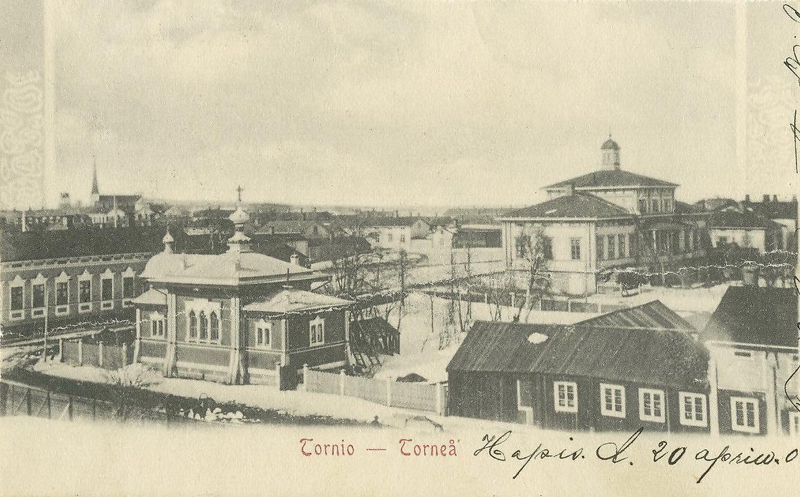 Старинная финская открытка, архивная фотография. Церковь Петра и Павла, Торнио (Лапландия, Финляндия)