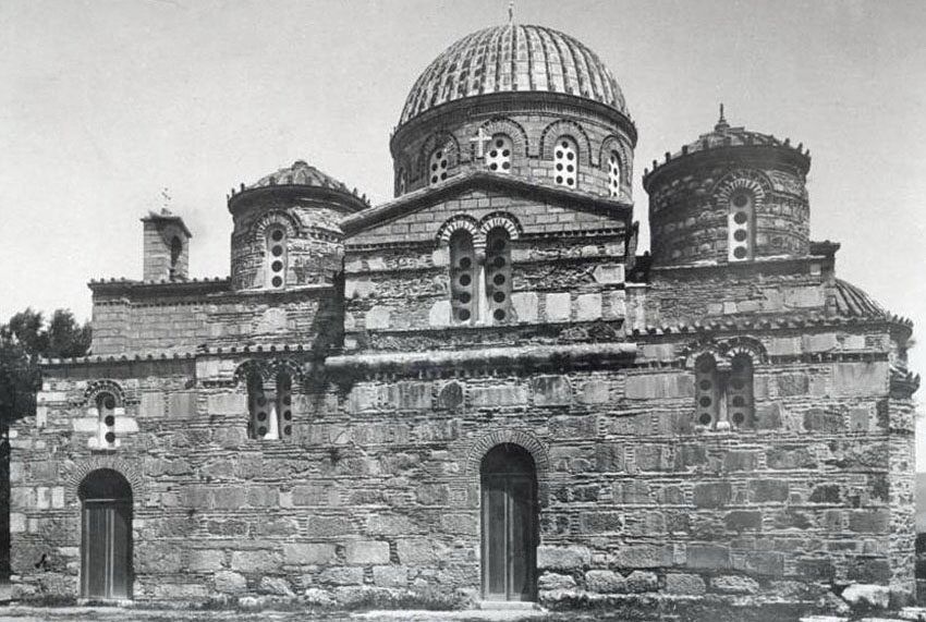 Церковь Успения Пресвятой Богородицы, Тегея, историческая местность (Пелопоннес (Πελοπόννησος), Греция). архивная фотография, Фото 1890-ых годов