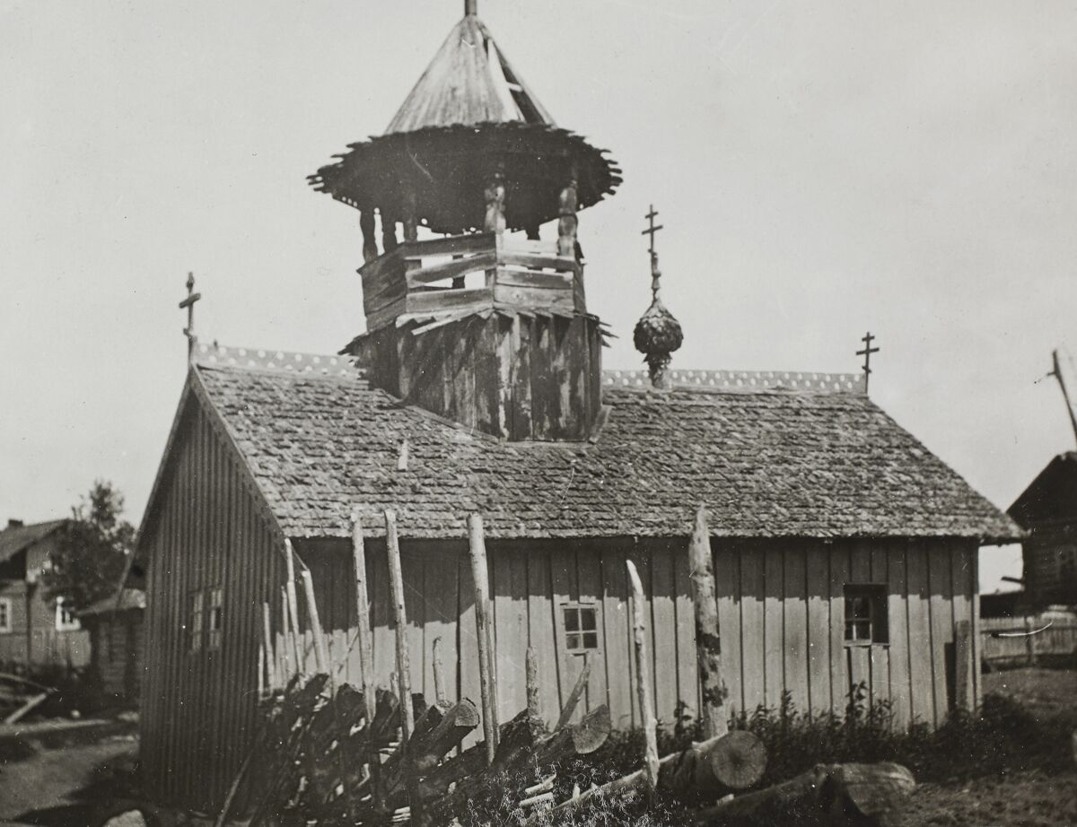 Часовня Власия в Оритселькя, Мантсинсаари, остров (Питкярантский район, Республика Карелия). архивная фотография, Часовня до реставрации. Фото 1906 года с сайта www.finna.fi. Автор Jussi Lukkarinen