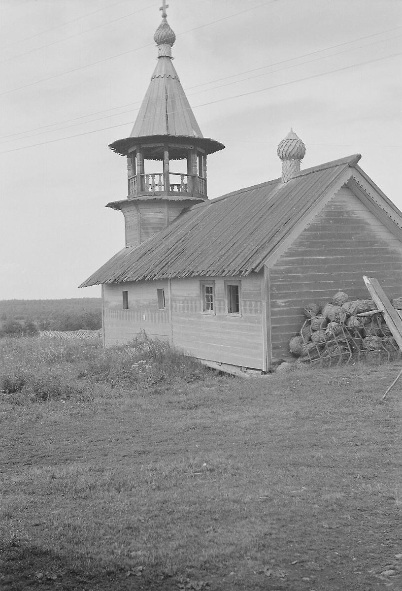 Фото 1942 года из архива SA-Kuva. Автор Lauri Santtu, архивная фотография. Часовня Макария Унженского, Косельга, урочище (Медвежьегорский район, Республика Карелия)