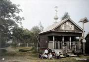 Часовня Преображения Господня в Виковщине, Раскрашенное фото 1911-1912 годов. Автор предположительно В.М. Машечкин <br>, Волхов, город, Волховский район, Ленинградская область