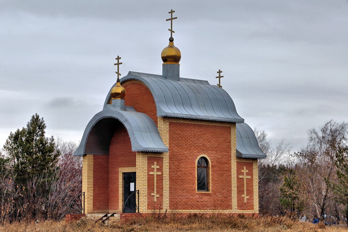 Часовня Марка Печерского, Исилькуль (Исилькульский район, Омская область). общий вид в ландшафте