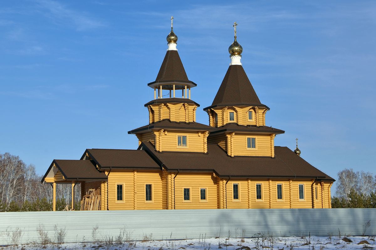 Церковь Георгия Победоносца, Азово (Азовский район, Омская область). общий вид в ландшафте
