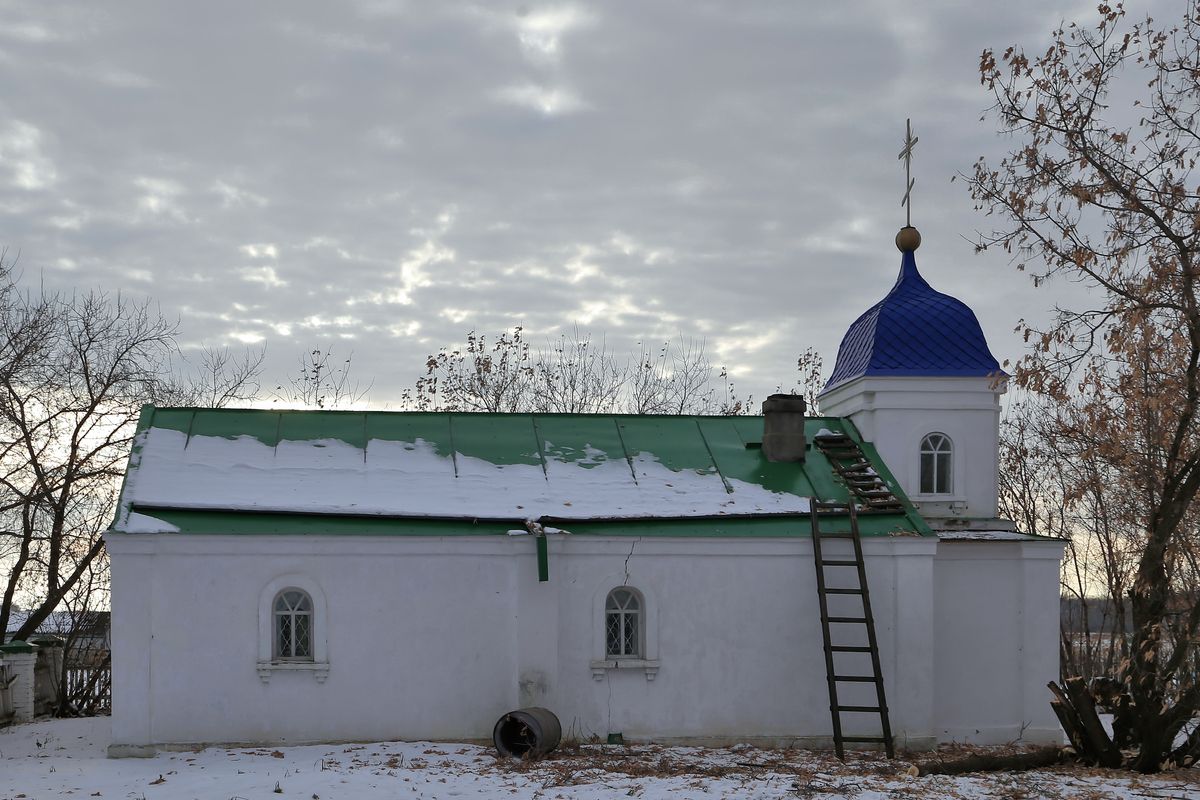 Михаило-Архангельский монастырь. Церковь Петра и Павла, Ольховка (Оконешниковский район, Омская область). общий вид в ландшафте