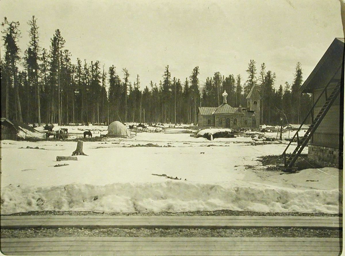 Фото 1904 года, архивная фотография. Церковь Покрова Пресвятой Богородицы (старая), Выдрино, посёлок станции (Кабанский район, Республика Бурятия)