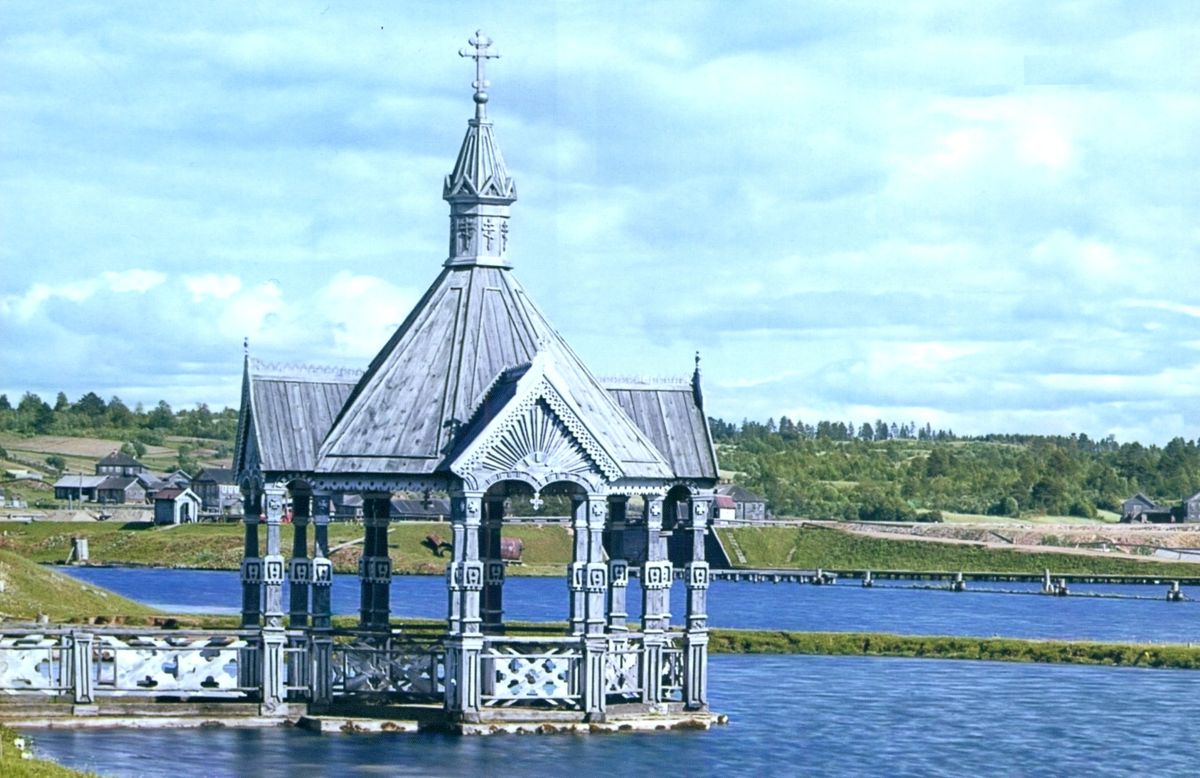 Фотография С.М. Прокудина-Горского, архивная фотография. Неизвестная часовня, Девятины (Вытегорский район, Вологодская область)