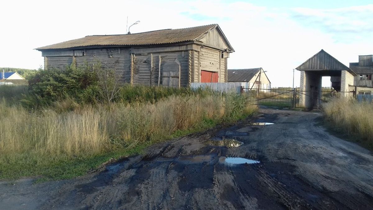 Вид на церковь с северо - запада . На  узком торце  храма заметны пробитые в советское время ворота ., общий вид в ландшафте. Неизвестная церковь, Карлинское (Майнский район, Ульяновская область)