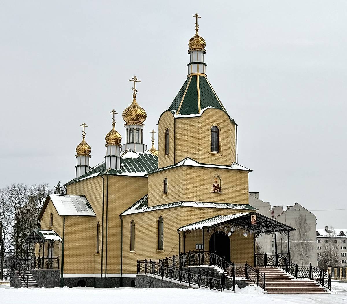 Вид с северо-запада, фасады. Церковь Макария Каменецкого, Каменец (Каменецкий район, Беларусь, Брестская область)