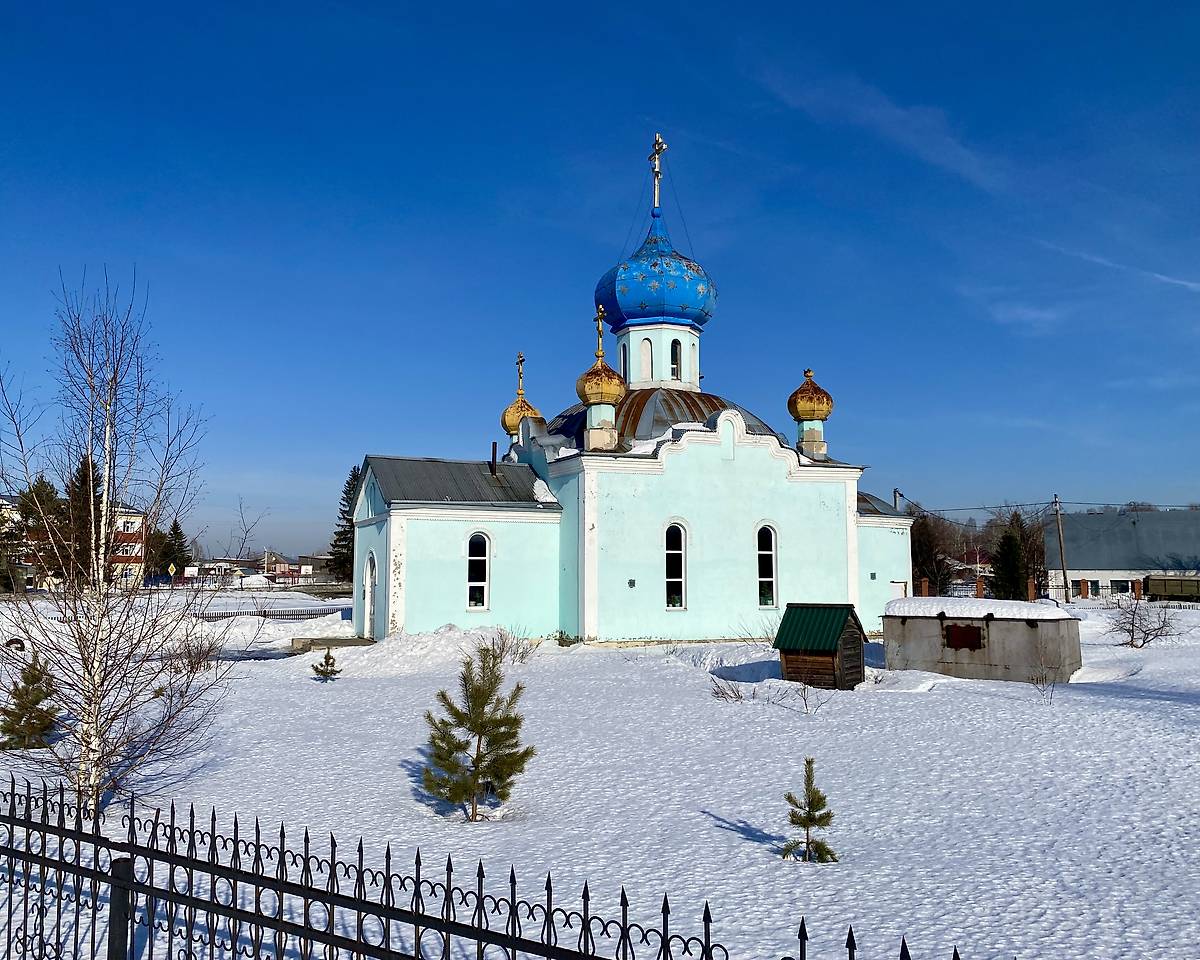 Южный фасад, фасады. Церковь Прокопия Кесарийского, Шевели (Крапивинский район, Кемеровская область)
