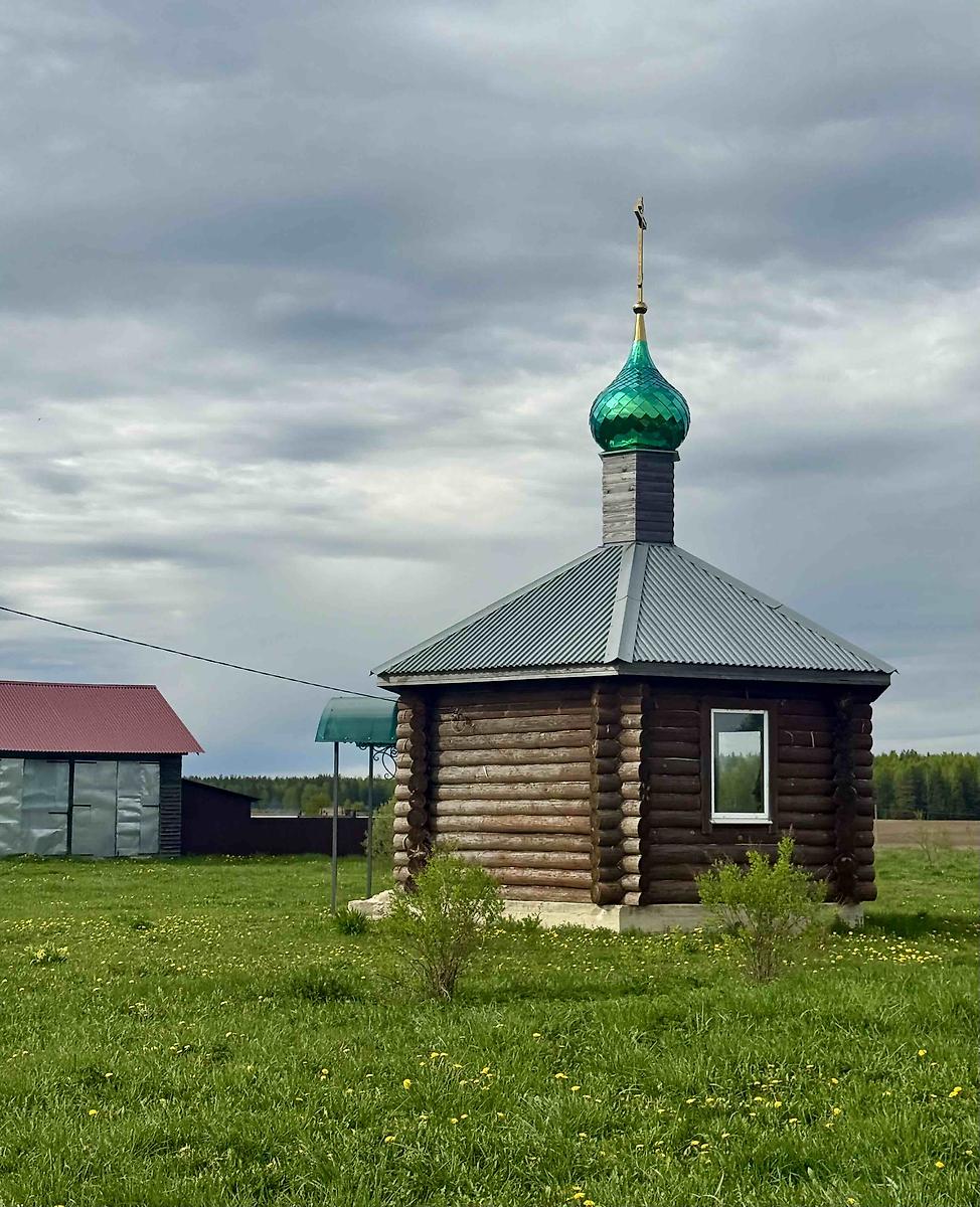 общий вид в ландшафте. Часовня Николая Чудотворца, Кочергино (Селивановский район, Владимирская область)