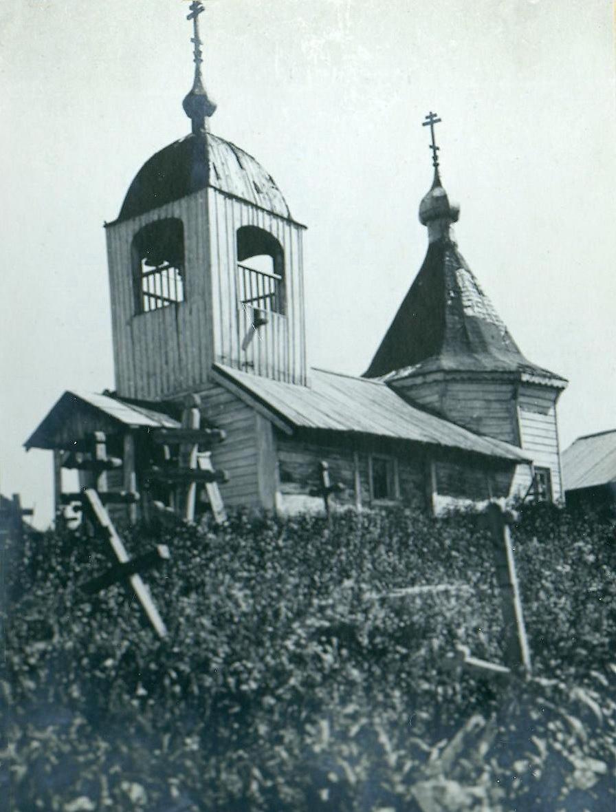 Фото 1927 года из фондов Русского этнографического музея. Автор А.А. Беликов, архивная фотография. Неизвестная часовня, Погранкондуши (Питкярантский район, Республика Карелия)