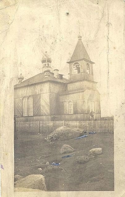 Старинное фото, архивная фотография. Церковь Троицы Живоначальной, Поросозеро (Суоярвский район, Республика Карелия)
