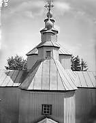 Церковь Преображения Господня, Завершения. Фото С.А. Таранушенко, 1927 г. Адрес хранения: Институт рукописи Национальной библиотеки Украины имени В.И. Вернадского, Алешня, Ахтырский район, Украина, Сумская область