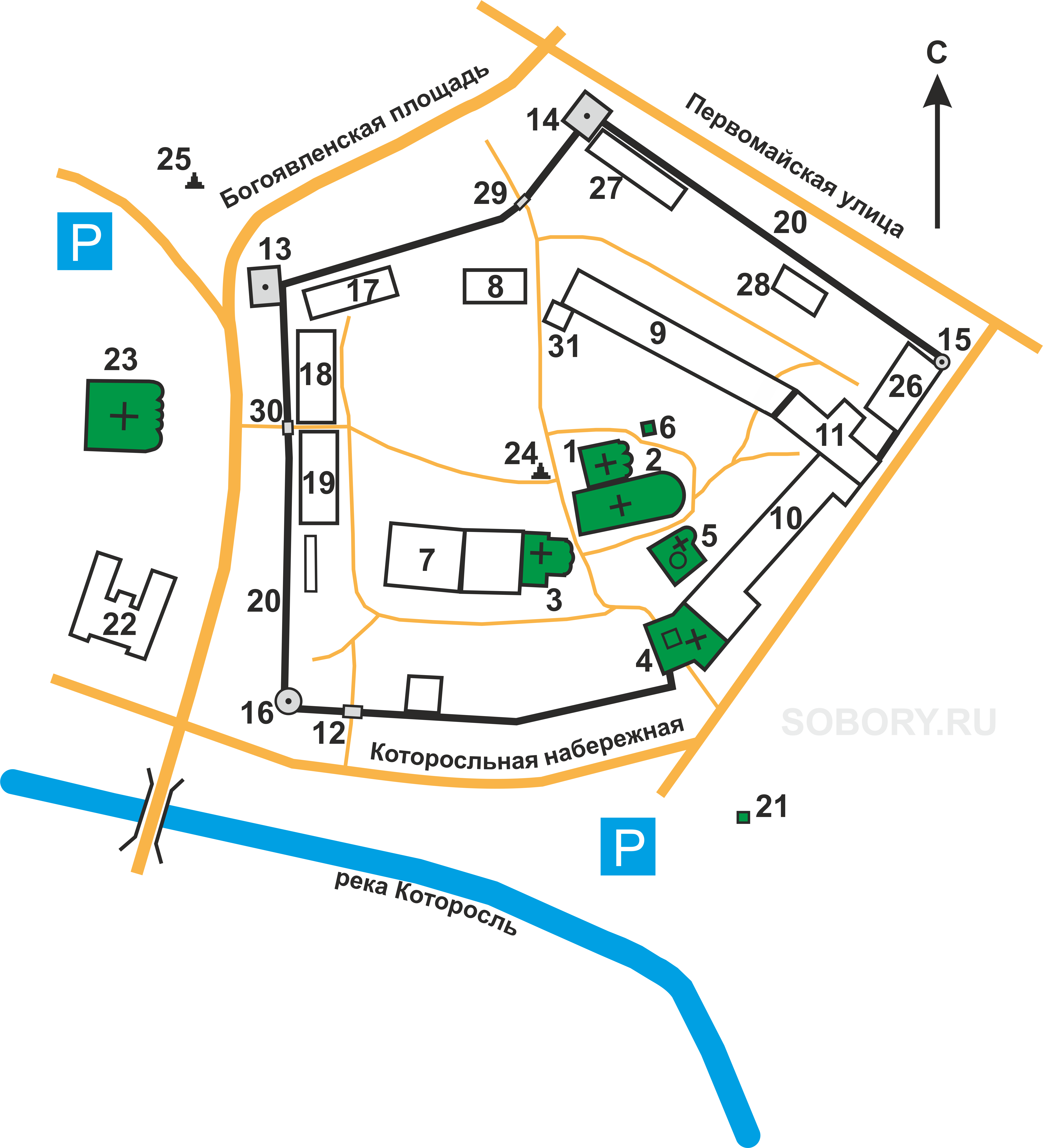 План Спасо-Преображенского монастыря, Ярославль