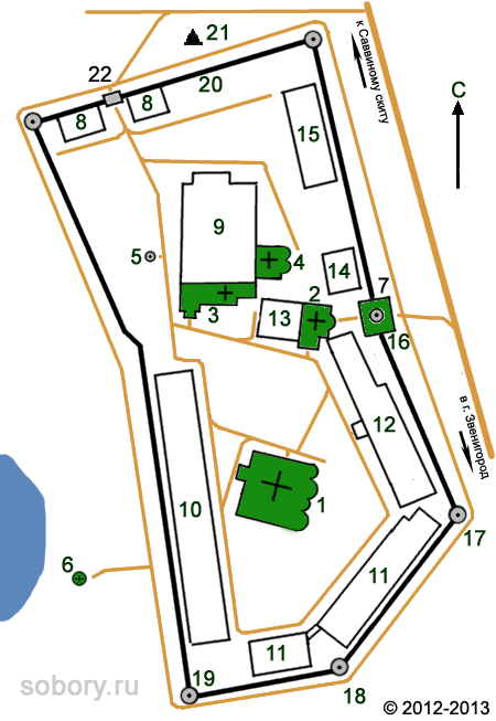 План Саввино-Сторожевского монастыря, Звенигород